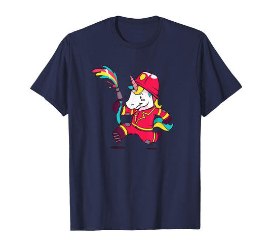 Unicorn Firefighter Cute Fireman Gift For Kids Girls T-Shirt