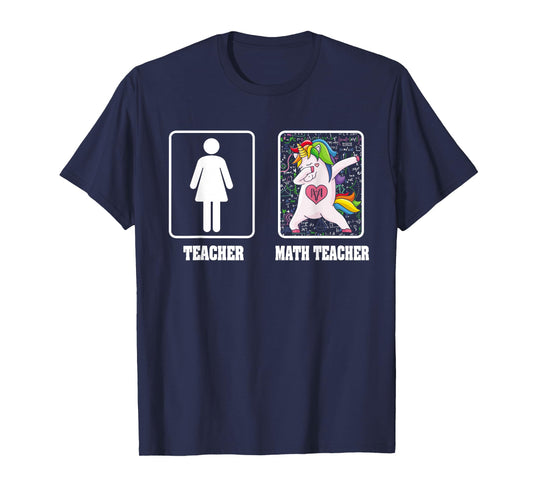Woman Math Teacher Unicorn Dabbing Style Funny Mathematics T-Shirt