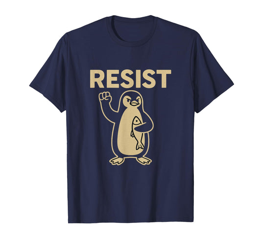 Funny Vintage Resist Penguin Activism Graphic Design T-Shirt