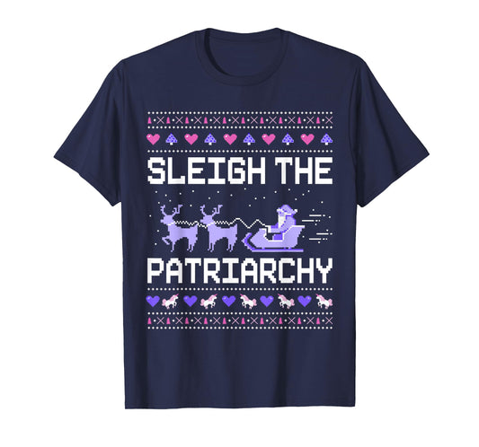 The Patriarchy Feminist Feminism Ugly Christmas Sleigh T-Shirt