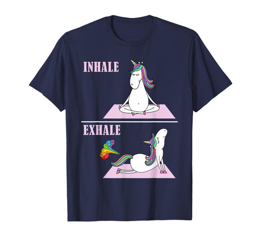 Unicorn Yoga Inhale Exhale Fart Funny T-Shirt