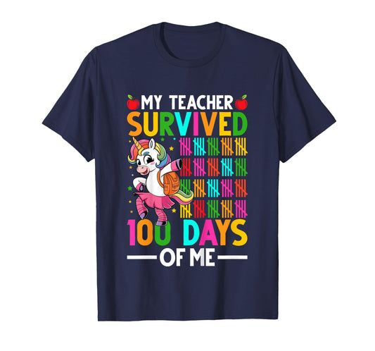 Kids My Teacher Survived 100 Days of Me 100th Day Of School Girls T-Shirt
