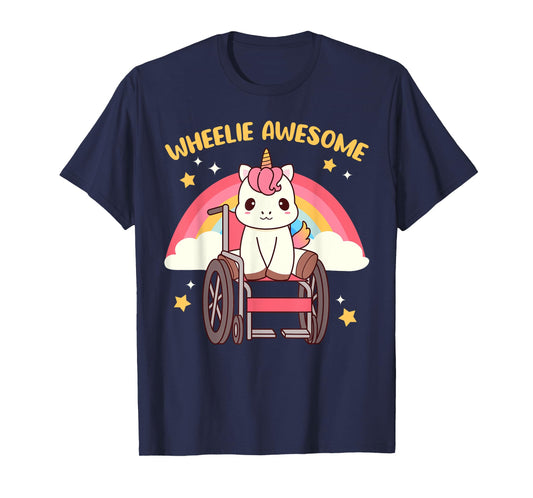 Handicap Wheelchair Designs For Girls And Women - Cute Kawaii Unicorn In A Wheelchair - Handicap Awareness Unicorn T-Shirt - Women's Black Short Sleeve T-Shirt - Small