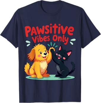 Pawsitive Vibes Only Dog and Cat – Cute Pet Design Men Women Girls Kids T-Shirt