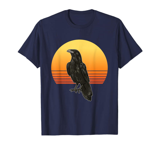 Retro Crow Bird Sun for Crow and Raven Lovers T-Shirt