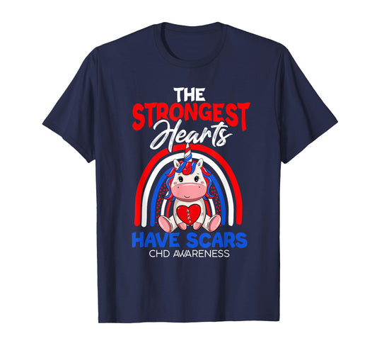 The Strongest Hearts Have Scars CHD Awareness Cute Unicorn T-Shirt