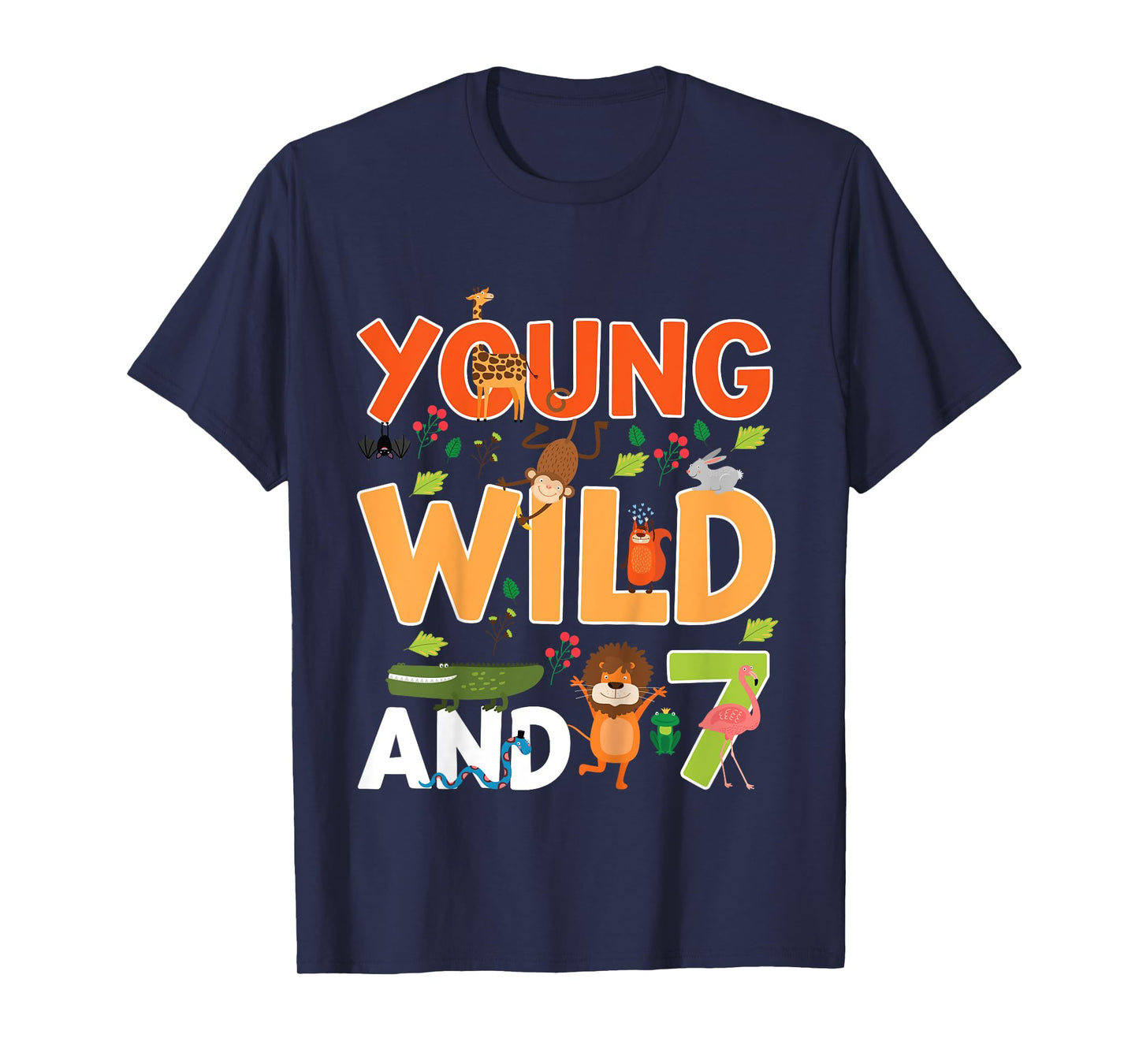Kids 7 year old wild zoo theme birthday animals safari jungle boy T-Shirt