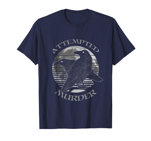 Raven Crow Attempted Murder Retro Moon Wiccan Pagan Gift T-Shirt