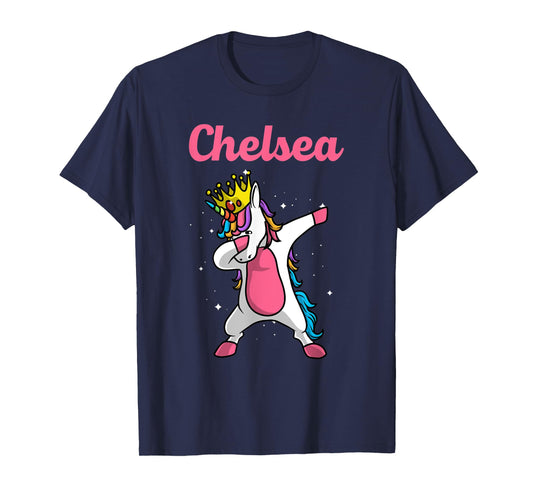 CHELSEA Gift Name Personalized Birthday Dabbing Unicorn T-Shirt