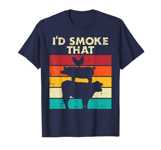 Id Smoke That Chicken Pork Beef Retro Meat Smoking Bbq Grill T-Shirt