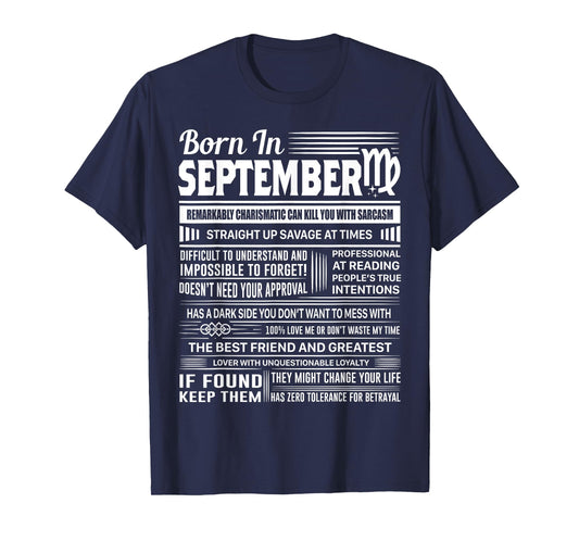 Born In September Virgo Funny Birthday Gift T-Shirt
