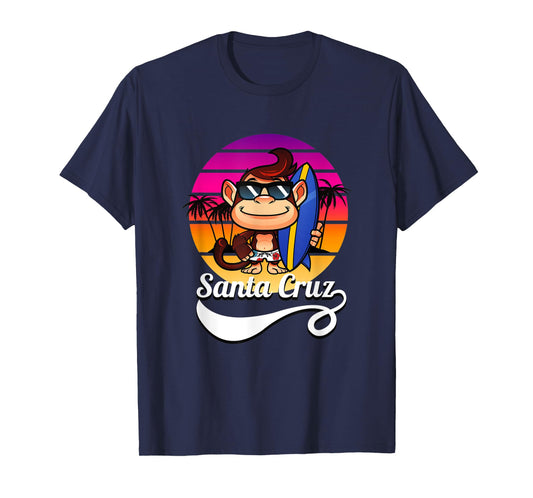 Surfer Monkey Santa Cruz California Retro Sun Fun T-Shirt