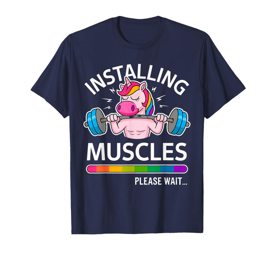 Funny Cute Unicorn Workout Gym Fitness Weightlifting T-Shirt