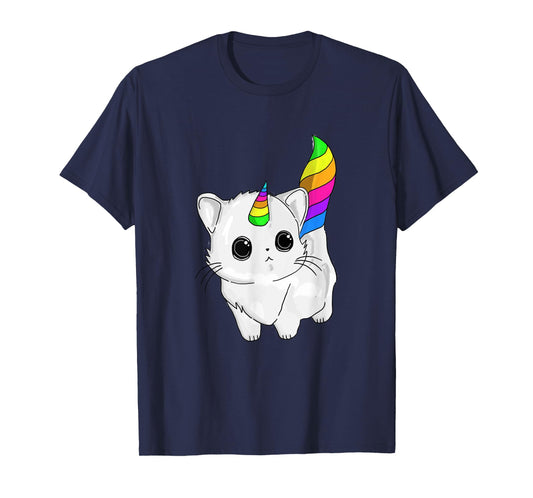 Caticorn Tshirt Unicorn Cat Shirt Rainbow Girls Boys Adults T-Shirt