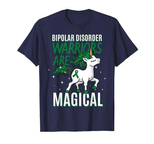 Bipolar Warrior Magical Unicorn Green Ribbon Mental Illness T-Shirt
