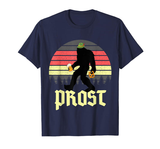 Vintage Funny Bigfoot Drinking Beer German Oktoberfest Prost T-Shirt