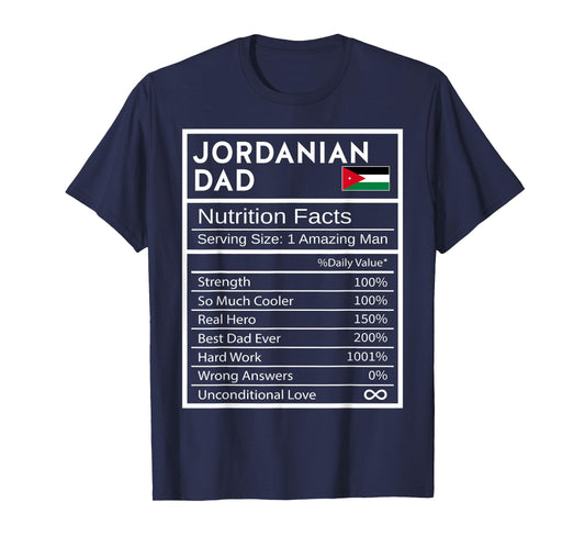 Jordanian Dad Nutrition Facts National Pride Gift For Dad T-Shirt