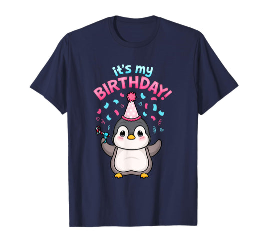 It's My Birthday Cute Penguin Party Ocean Seabird Lover Kids T-Shirt