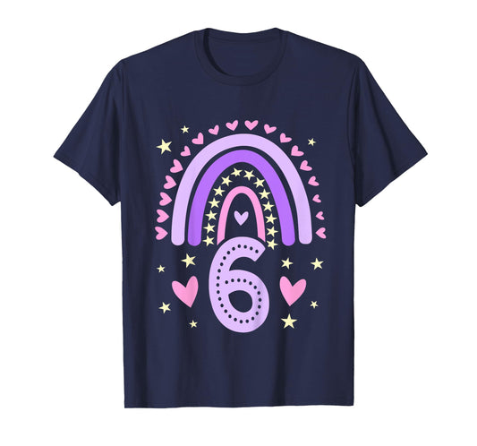 6th Birthday Rainbow Butterfly 6 Years Old Six 6 Birthday T-Shirt