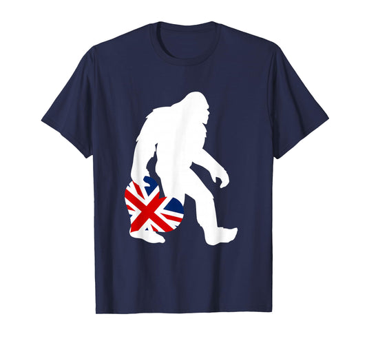 Funny British Bigfoot United Kingdom Flag T-Shirt