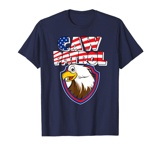 Caw Patrol tshirt Bald Eagle American Red White Blue Flag