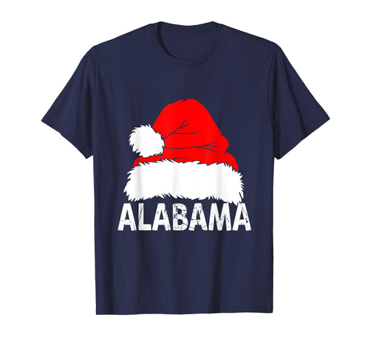 Christmas Santa Hat Alabama State Lover Family Matching T-Shirt
