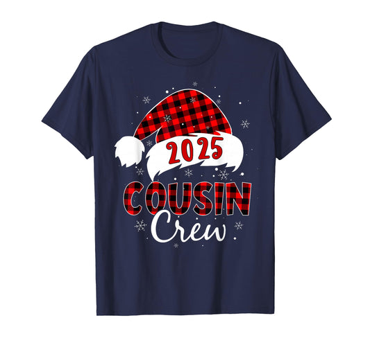 Buffalo Plaid Santa 2025 Cousin Crew Christmas Xmas Holiday T-Shirt