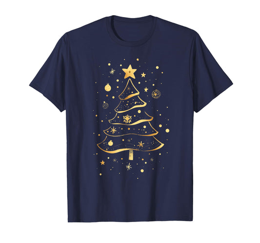 Golden Christmas Tree Design Elegant Sparkle Xmas Christmas T-Shirt
