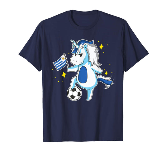 Soccer Unicorn Uruguay Jersey Design Uruguayan Football Gift T-Shirt