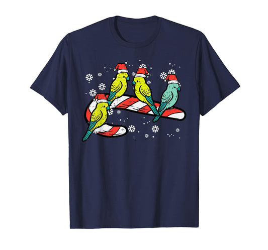 Christmas Parrots Birds Candy Cane Cute Xmas Men Women Kids T-Shirt