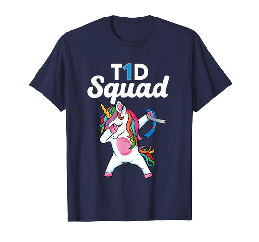 T1D squad Dabbing unicorn support Type 1 Diabetes Awareness T-Shirt