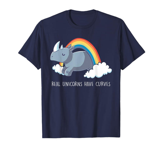 Real Unicorns Have Curves Rainbow Tee T-Shirt