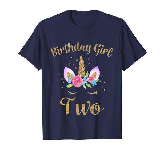 Kids 2 Year Old Birthday Girl Unicorn Shirt 2nd Birthday Outfit T-Shirt