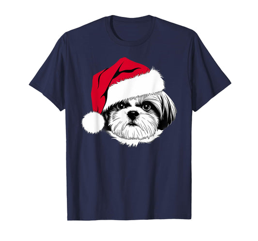 Joyful Shih Tzu Santa Dog on Shih Tzu Christmas Men Women Kids T-Shirt
