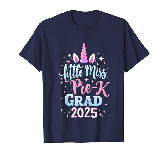 Kids Little Miss Pre-K Grad Preschool Girls Prek Graduation 2025 T-Shirt