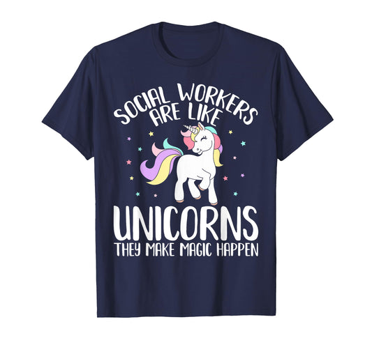 Women Social Workers Make Magic Happens Unicorn Social Work T-Shirt