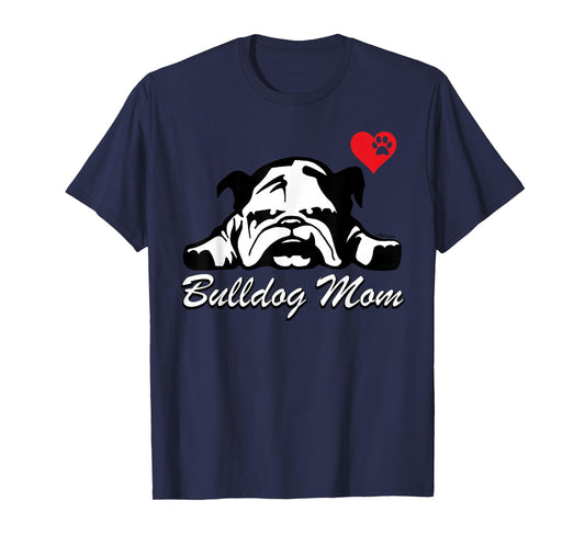 Womens I LOVE MY BULLDOG MOM Design English Bulldog Mom Gift T-Shirt