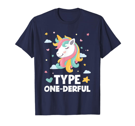 Funny Diabetic Type 1 Diabetes Type One-Derful Unicorn T-Shirt