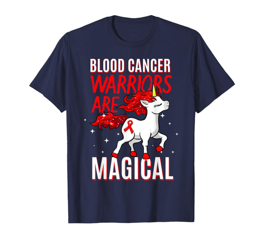 Blood Cancer Warrior Magical Unicorn Red Ribbon Liquid Tumor T-Shirt