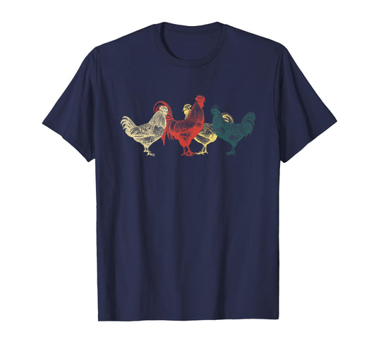 Chicken Group With Rooster Agriculture Farmer Funny Chickens T-Shirt
