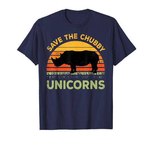 Save The Chubby Unicorns Rhino Rhinoceros African Animal T-Shirt