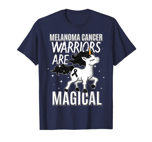 Melanoma Cancer Magical Unicorn Black Ribbon Dermatologist T-Shirt