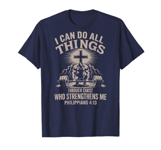 Can Do All Things Funny Christian Workout Gym Weightlifting T-Shirt