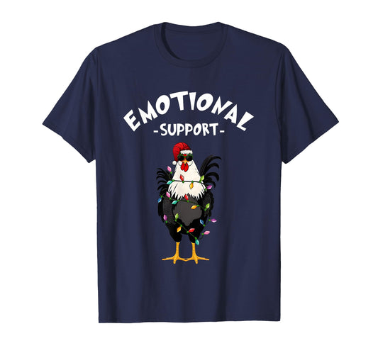 Chicken Emotional Support Cock Funny Christmas T-Shirt