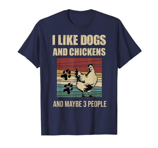 I Like Dogs And Chickens And Maybe 3 People Vintage T-Shirt
