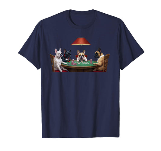 French Bulldogs Playing Poker Classic Artwork Cards Puppies T-Shirt