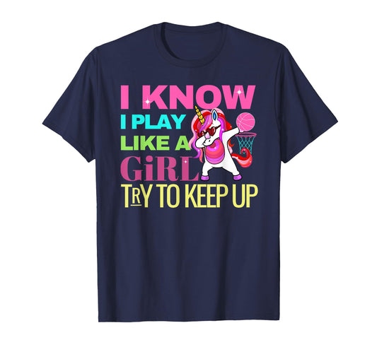 Envy Design Girls Basketball Tee's Dabbing Unicorn Gift Girls T-Shirt