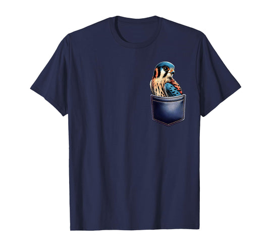 American Kestrel in Pocket Bird Lover Watcher Birding T-Shirt