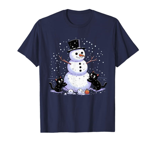 Snowman Cat Lover Christmas Kitten Lover Xmas Winter Holiday T-Shirt