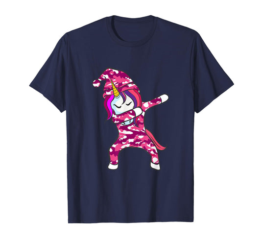 Pink Camo Unicorn Pink Camouflage dabbing unicorn T-Shirt